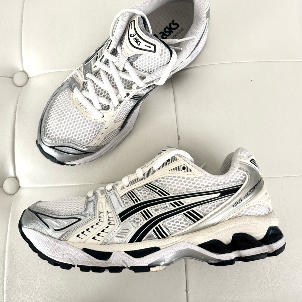 Asics Gel-Kayano 14 White Midnight Running Shoes Sneakers